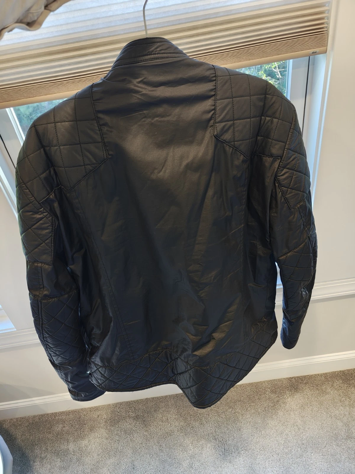 Gucci Men’s Black Quilted Leather Full Zip Jacket Stand Collar Size L/XL image 2