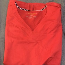 HeartSoul Women s V-Neck Scrub Top Red Solid Size M HS305