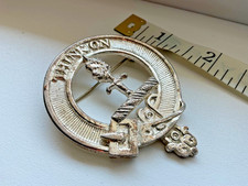 Vintage MacLellan Scottish Clan Crest Pewter Badge or Kilt Pin 2.5  retro