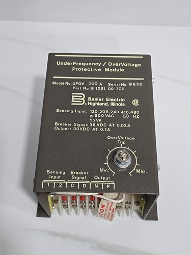 Basler Electric UFOV UnderFrequency / OverVoltage Module 260A Part # 9105100105