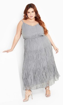 City Chic Dress Plus Size M 18 Sabina Silver Grey Maxi Summer