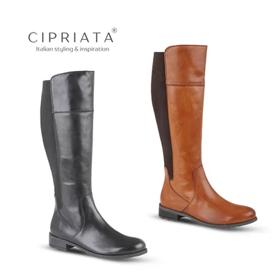 Ladies Knee High Boots Leather Cipriata Wide Calf Memory Foam Fleece Lining - Image 1 of 4