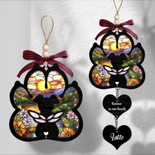 Dog Angel Memorial Suncatcher with Heart Charms  DIY Handwrite Pet Name  Id...