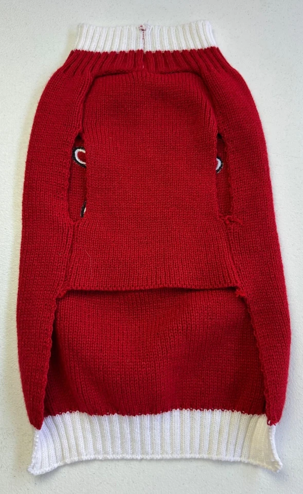 Suéter Mascota Perro M Rojo con Borde Blanco Reno Navidad Vacaciones Ropa Top Pata Foto 2 de 4
