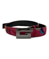 GUCCI          Flower canvas and leather belt pink 85 34 036 1766 9373