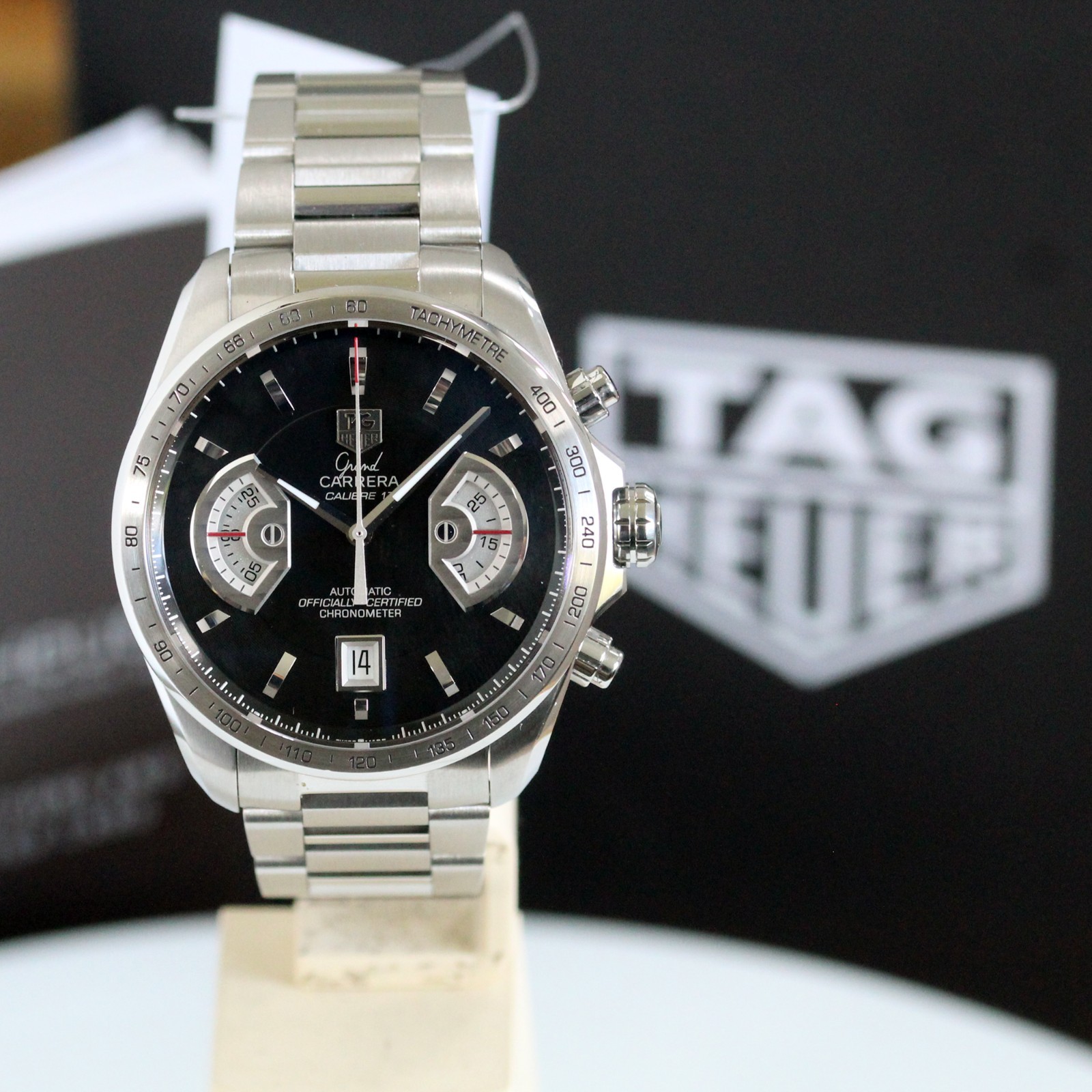 TAG HEUER GRAND CARRERA CALIBRE 17 RS CHRONOGRAPH CAV511A New old stock Box 1 Yr