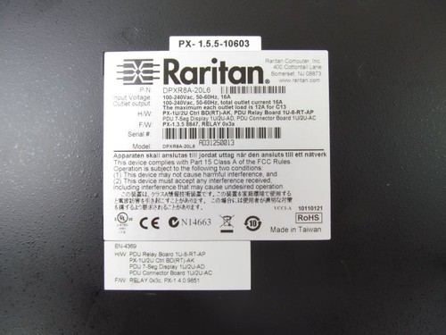 Raritan DPXR8A-20L6 Power Control Unit px-1.5.5 3300VA vt - Picture 3 of 5