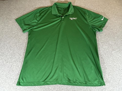 #ad North Texas Polo Shirt Mens XL Green Nike Dri Fit Performance Stretch Mean Green $24.99