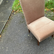 Beige High Back Accent Chair Upholstered Fabric Padded Seat Wooden Legs