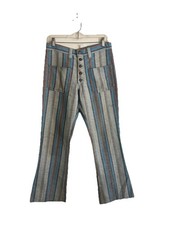 Mens Vintage 60s Multi Color Stripe Bell Bottom Pants 32 Hippy Boho