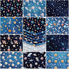 10Pcs Space Cotton Fabric Bundles Astronaut Rocket Stars Fat Quarters Galaxy Qui