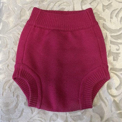 Sustainablebabyish Knit Wool Longies Fuscia Pink M/L Medium Large Diaper Cover