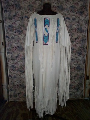 native american beaded dress Beige color dress with cape and floral embroidery main image 1