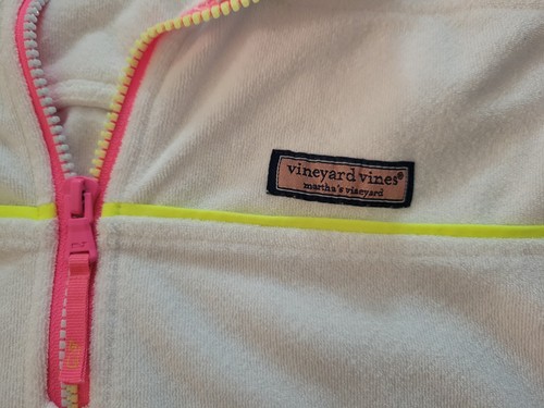 Vineyard Vines Pullover Jacke Damen klein weiß 1/4 Reißverschluss Frottee Stoff - Bild 6 von 10