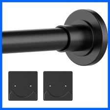 Anti-Rust Black Shower Curtain Rod 30-80 inches - No Drill Installation