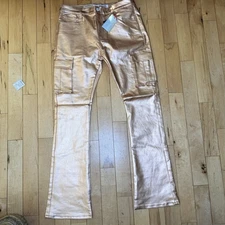 Armor Jeans Stacked Denim Size 36 X 36 Shiny Champagne NWT