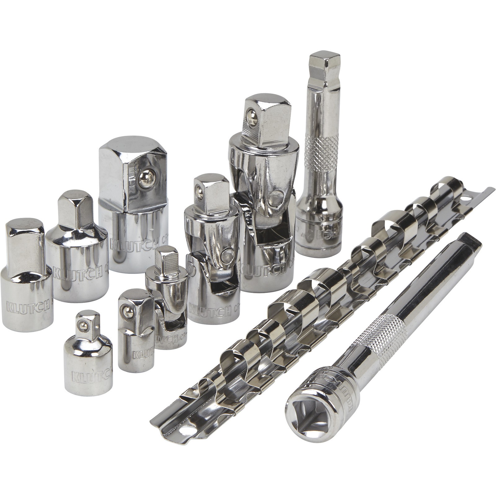 Klutch 10-Pc SAE Socket Adapter Set with Universal Joints & Extensions