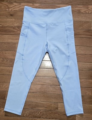 Zyia Active Womens Light Blue Capri Leggings Size 6/8 Pockets High-Rise 