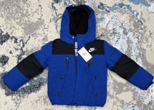 Nike Just Do It Boys Basic Jacket Blue Black Hooded Zip Size 6 Polyester