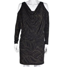 David Meister Black Cold Shoulder Dress Stretch Anti-Wrinkle Womens 6