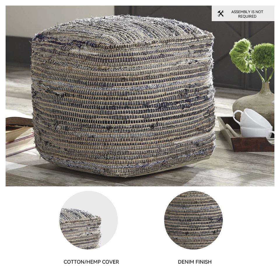 Ashley 签名设计当代 Absalom Pouf 牛仔布 — 第 2/4 张图片