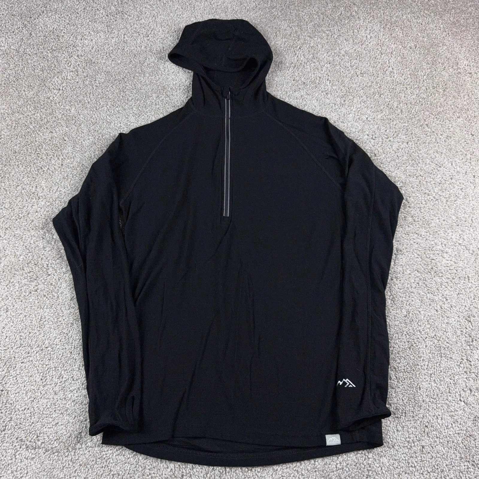Merino.Tech Hoodie Mens Small Black Merino Wool Pullover Base Layer Thermal