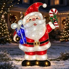 28" 2D Lighted Christmas Santa Claus Outdoor Decorations Hanging