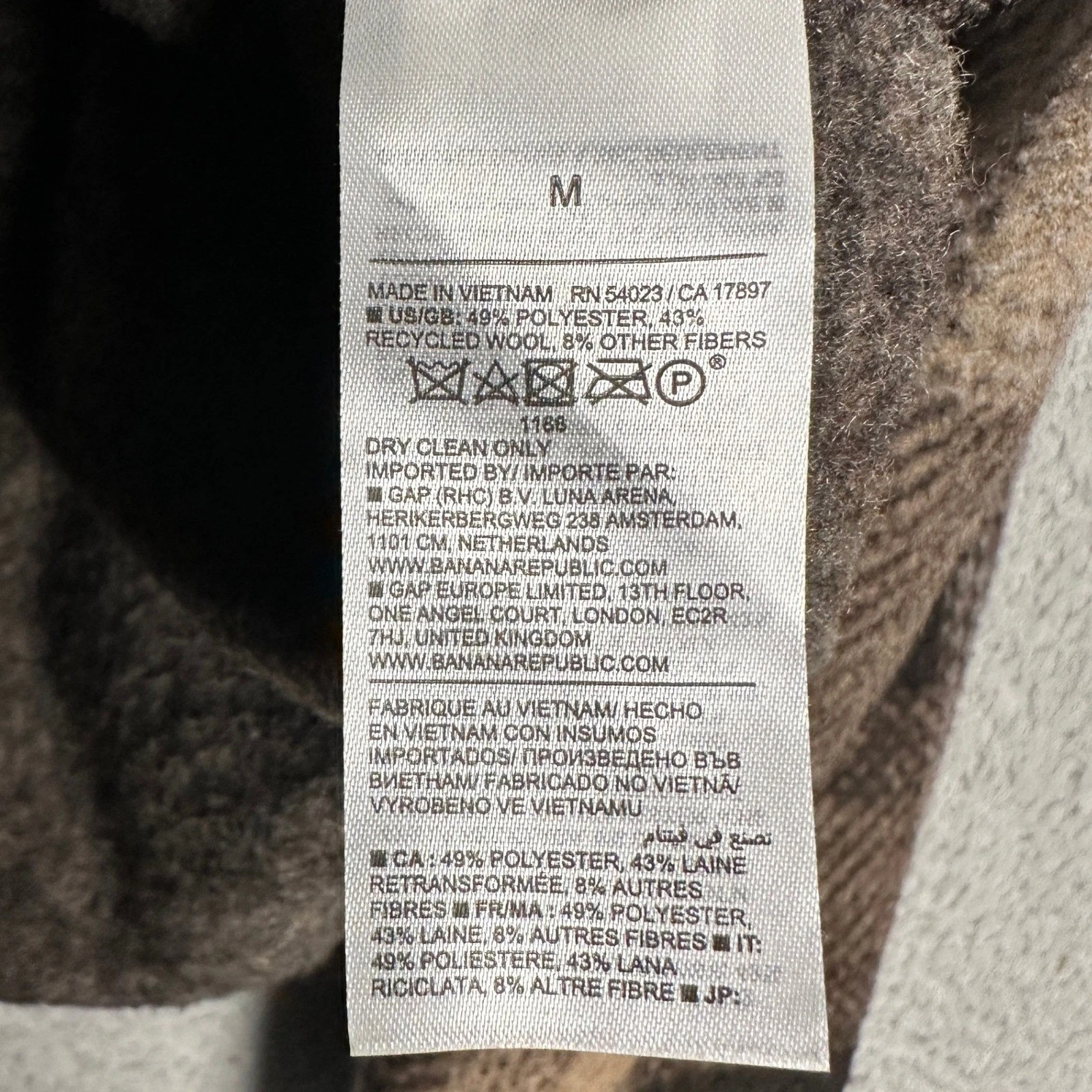 Banana Republic Jacket Mens Medium Brown Plaid Wool Blend Full Zip Pockets EUC - product detail image 5