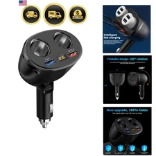 Car Cigarette Lighter Splitter Dual USB Fast Charger LED Voltmeter 12V24V