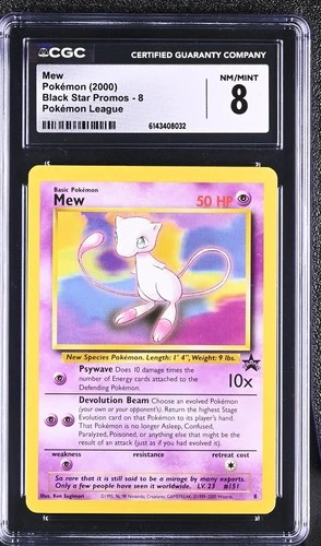 2000 Pokemon Black Star Promos Mew Pokemon League Non Holo #8 CGC 8