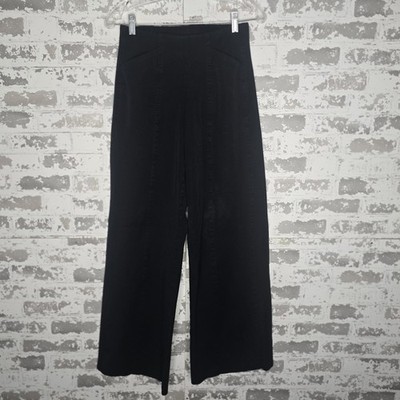 Old Navy Pants Womens Small Tall Black Pixie Wide Leg High Rise Comfort Pull On