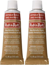 Amaco Rub 'N Buff Wax Metallic Finish, Antique Gold, 0.5 Fluid Ounce, Pack of 2