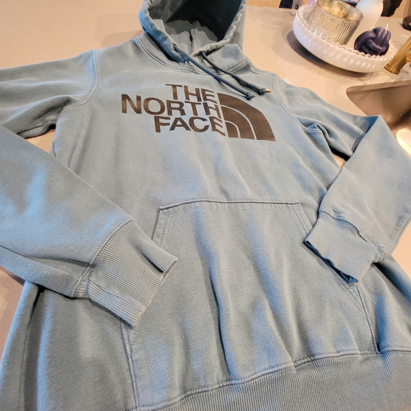 The North Face Mens Small Blue Long Sleeve Hoodie Sweatshirt GUC