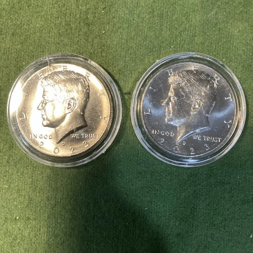 2023 P&D Kennedy Half Dollar.  Unc In Air Tight Capsule. 2 Coins