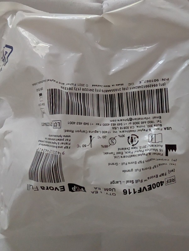 New! Sealed! EVORA FULL SEAL - LARGE 400EVF116 Fisher & Paykel F&P P/N: 903115_A