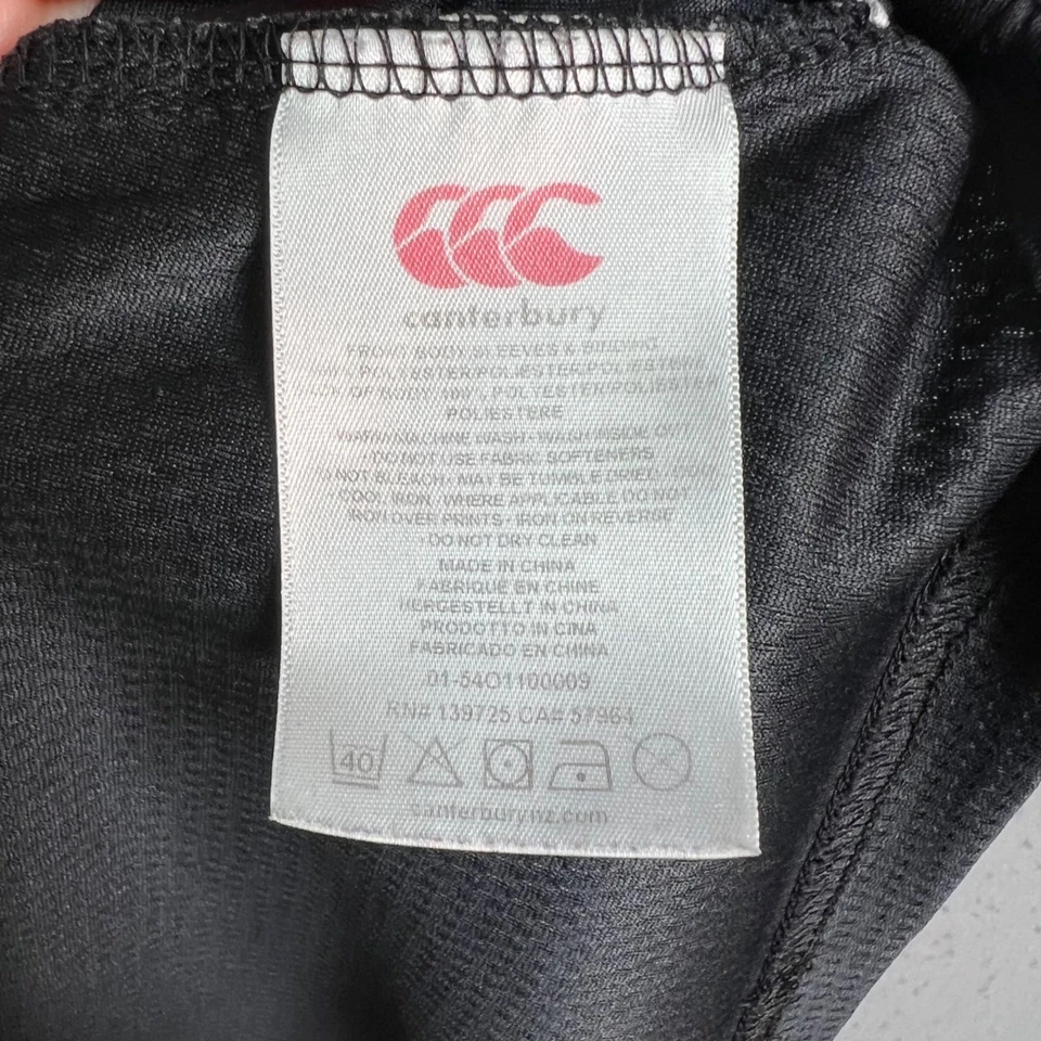 Camiseta deportiva de rugby Canterbury of New Zealand negra con escudo bordado grande Foto 4 de 4