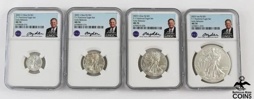 Set of 4: 2023 FIJI T-1 Fractional Silver Eagles .999 Fine Silver Coins NGC MS70