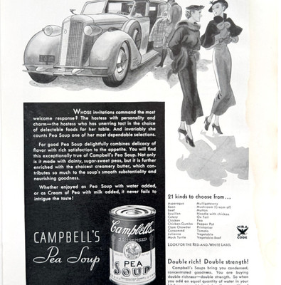 1934 Campbell's Pea Soup Advertisement Vintage Classic Condensed Canned Food