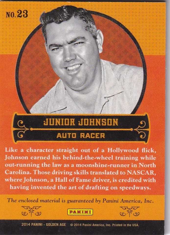 2014 Panini Golden Age Junior Johnson Museum Memorabilia Patch #23 - Image 2 of 2