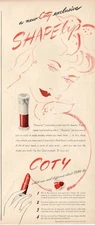 1943 Coty PRINT AD Red Lipstick 