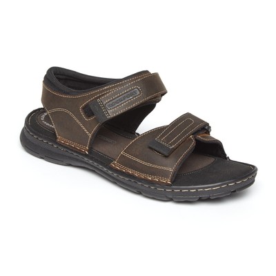 Rockport H80295 Men's Darwyn Quarter Strap Brown II Leather Summer Sandals | eBay