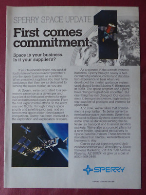 11/1984 PUB SPERRY SPACE SYSTEMS SHUTTLE NASA SATELLIT ORIGINAL ANZEIGE