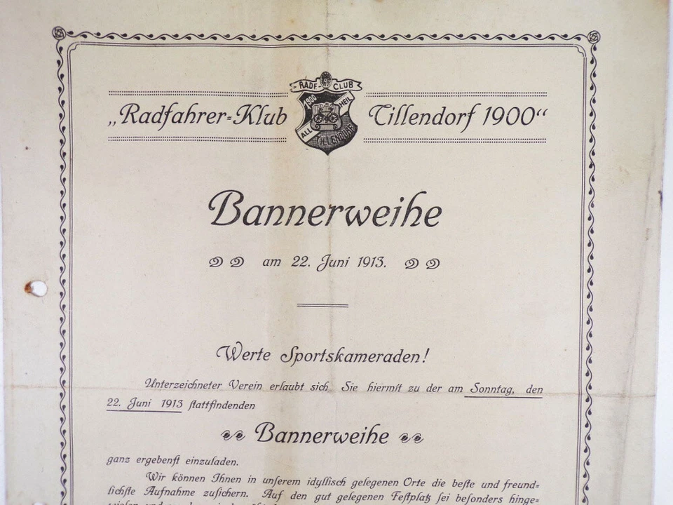Altes Dokument Radfahrer Klub Tillendorf 1900 Schlesien 1913 Festordnung - Bild 4 von 4