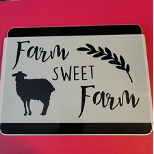 Farmhouse Stencil Sheet Reusable "Farm Sweet Farm" 9.75" X 5.75"