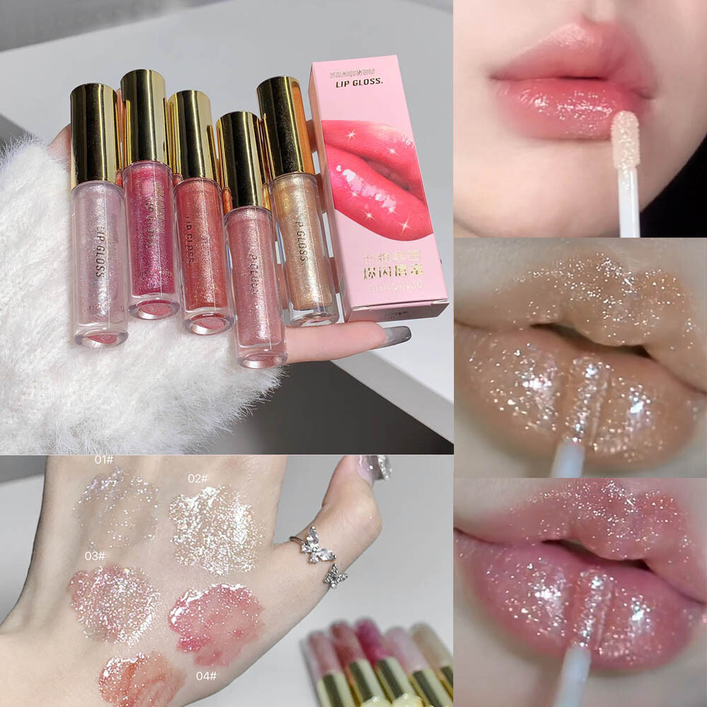 Glitter Lip Gloss Sparkling Lip Glaze Colored Long-lasting Liquid