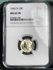 1945-D MERCURY DIME NGC MS65FB "HIGH GRADE"