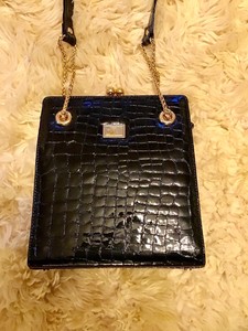 Carven Paris Black Patent Purse With Gold Detail Ebay
