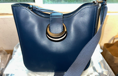 $248. Donna Karan New York Valley Stream Buckle Crossbody Bag Ocean Gunmetal