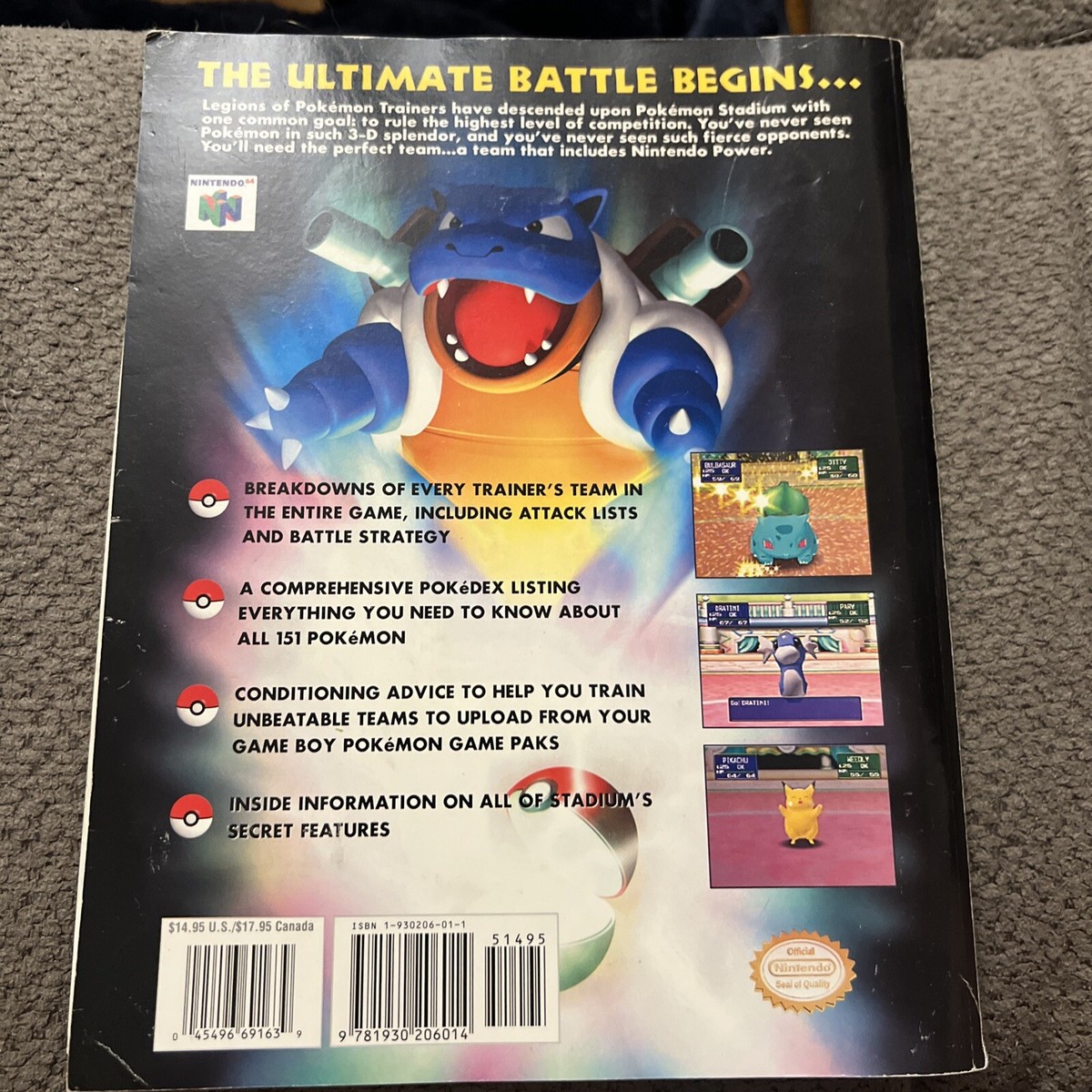 Official Nintendo Power Pokemon Stadium Strategy Player's Guide Book N64  64