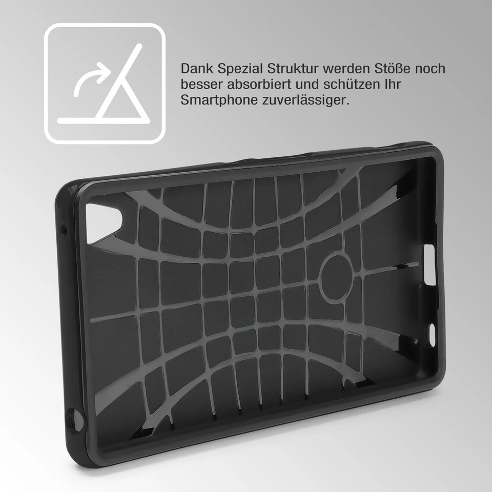 Urcover® Custodia Sony Samsung Galaxy Hybrid Case Carbonio Cover Dual Layer TPU - Immagine 4 di 4